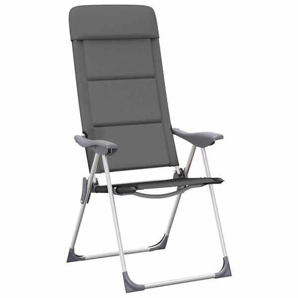 vidaXL Sedie da Campeggio 2 pz in Alluminio Grigio 58x69x111 cm