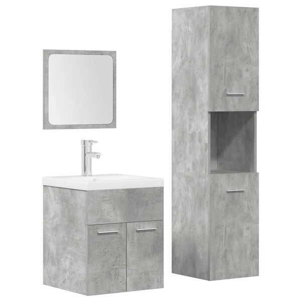 vidaXL Set Mobili da Bagno 4 pz Grigio Cemento in Legno Multistrato