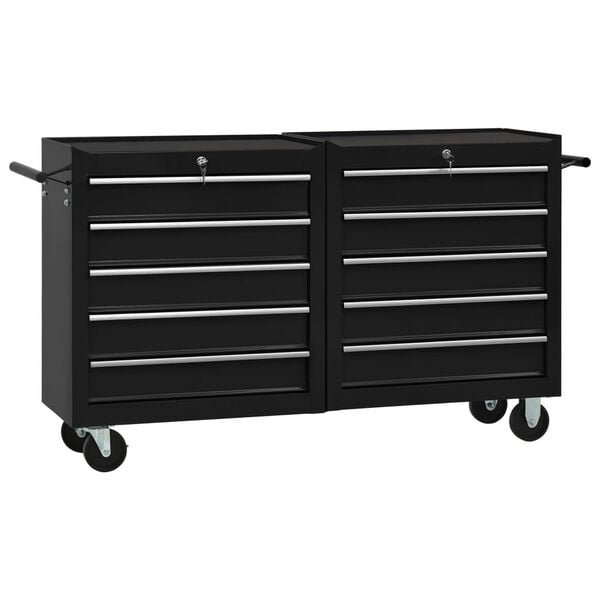 vidaXL Carrello Porta Attrezzi con 5 Cassetti Nero 69x33x77 cm Acciaio