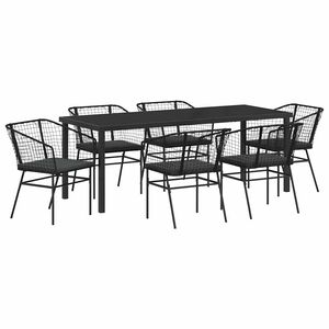 vidaXL Set da Pranzo per Giardino 7 pcs Nero polyrattan