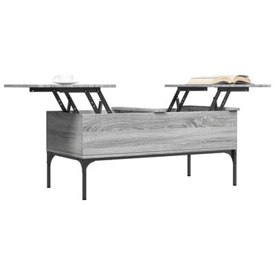 vidaXL Tavolino Grigio Sonoma 100x50x45 cm Legno Multistrato e Metallo