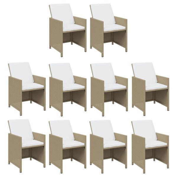vidaXL Set da Pranzo da Giardino 11 pz con Cuscini in Polyrattan Beige