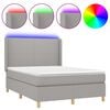 vidaXL Letto a Molle Materasso e LED Grigio Chiaro 140x200 cm Tessuto