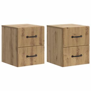 vidaXL Mobiletto da notte a muro con cassetto 2 pcs Rovere Artigianale