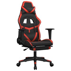 vidaXL Sedia da Gaming Massaggio Poggiapiedi Nero e Rosso Similpelle