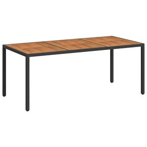vidaXL Tavolo da Giardino 190x90x75 cm Polyrattan Legno di Acacia Nero
