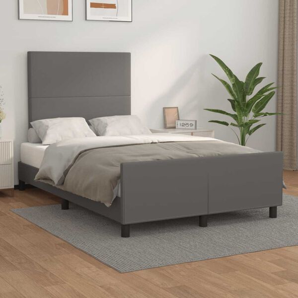vidaXL Giroletto senza Materasso Grigio 120x190 cm Similpelle