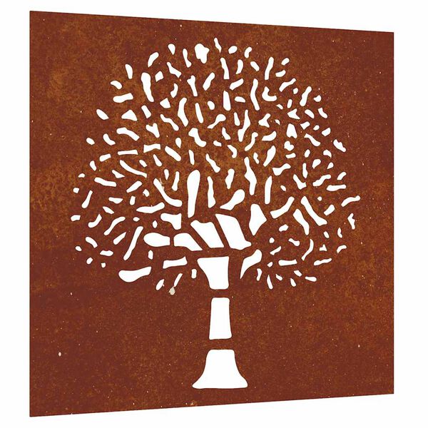 vidaXL Decorazione Muro da Giardino 55x55 cm Albero in Acciaio Corten