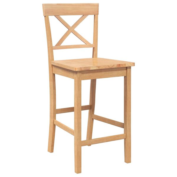 vidaXL Sgabelli da Bar 2 pz Naturale Legno Massello di Hevea