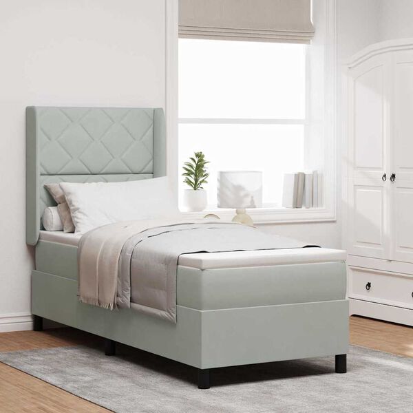 vidaXL Letto a molle con testiera Grigio chiaro 80 x 200 cm Velluto