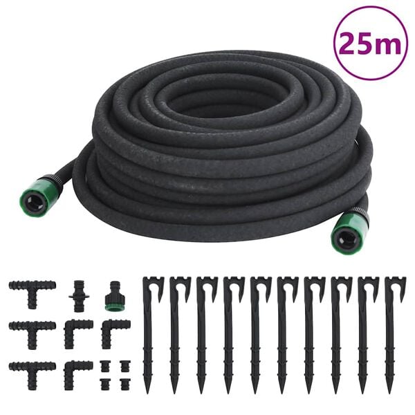 vidaXL Tubo di Irrigazione da Giardino Nero 0,6" 25 m in Gomma