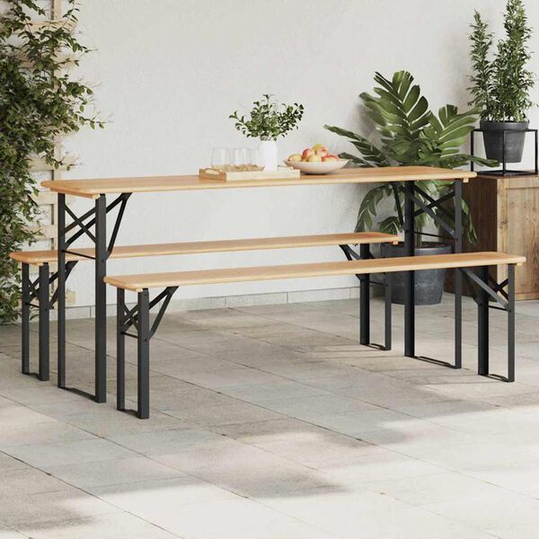 vidaXL Gamba per Tavolo Birra 2 pcs Nero 39 x 3 x 75 cm