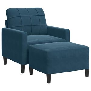 vidaXL Poltrona con Poggiapiedi Blu 60 cm in Velluto