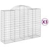 vidaXL Cesti Gabbioni ad Arco 3 pz 200x50x140/160 cm Ferro Zincato