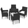 vidaXL Set da Pranzo per Giardino 5 pz con Cuscini Polyrattan Nero
