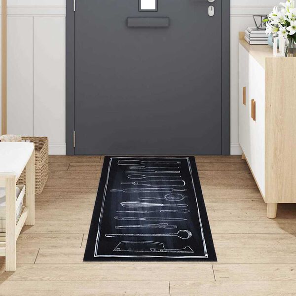 vidaXL Tappeto da Cucina Nero 180 x 60 cm Velluto