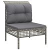 vidaXL Divano Centrale da Giardino con Cuscino in Polyrattan Grigio