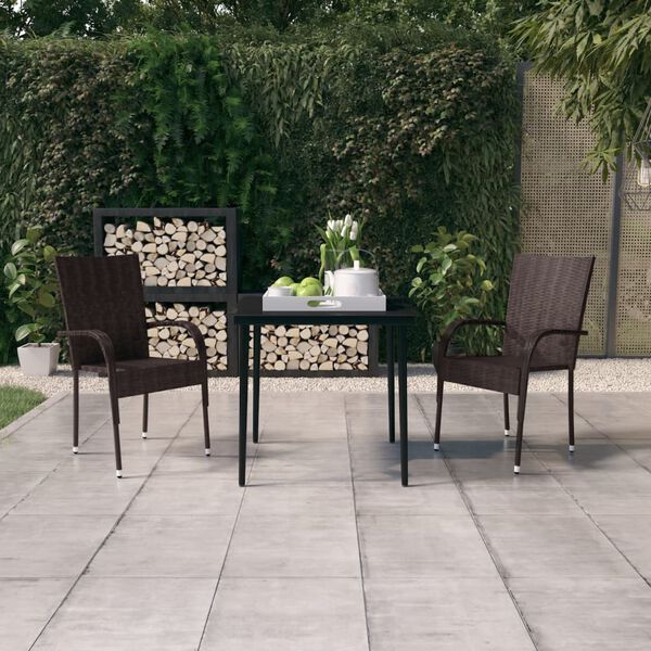 vidaXL Set da Pranzo da Giardino 3 pz Marrone e Nero