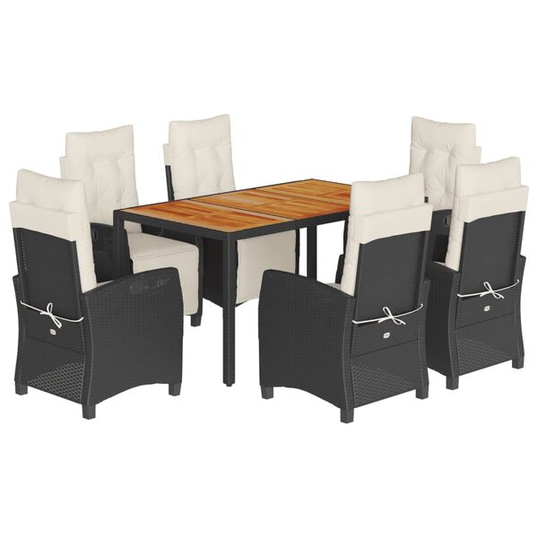 vidaXL Set da Pranzo da Giardino 7 pz Nero con Cuscini in Polyrattan