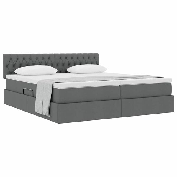 vidaXL Letto con Contenitore Grigio scuro 180 x 200 cm Pelle Sintetica