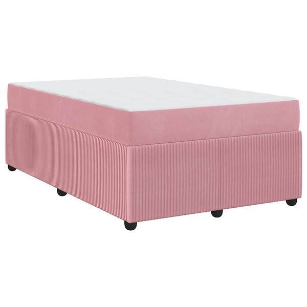 vidaXL Struttura letto con materasso Rosa 120 x 190 cm Velluto