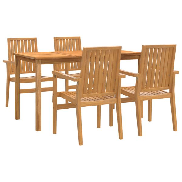 vidaXL Set da Pranzo per Giardino 5 pz in Legno Massello di Teak