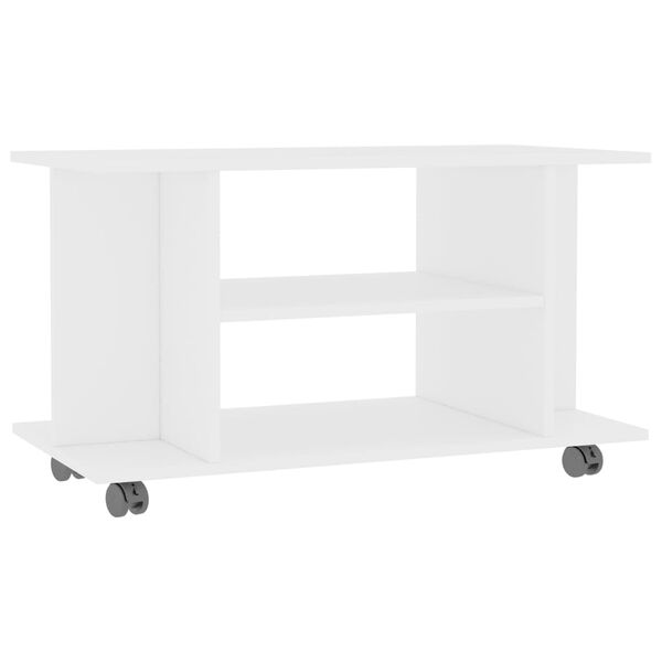 vidaXL Mobile TV con Ruote Bianco 80x40x45 cm in Legno Multistrato