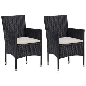 vidaXL Sedie da Pranzo per Giardino 2 pz in Polyrattan Nero