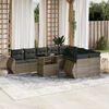 vidaXL Set Divano da Giardino 10 pz con Cuscini Grigio in Polyrattan