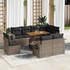 vidaXL Set Divano da Giardino 9 pz con Cuscini Grigio in Polyrattan