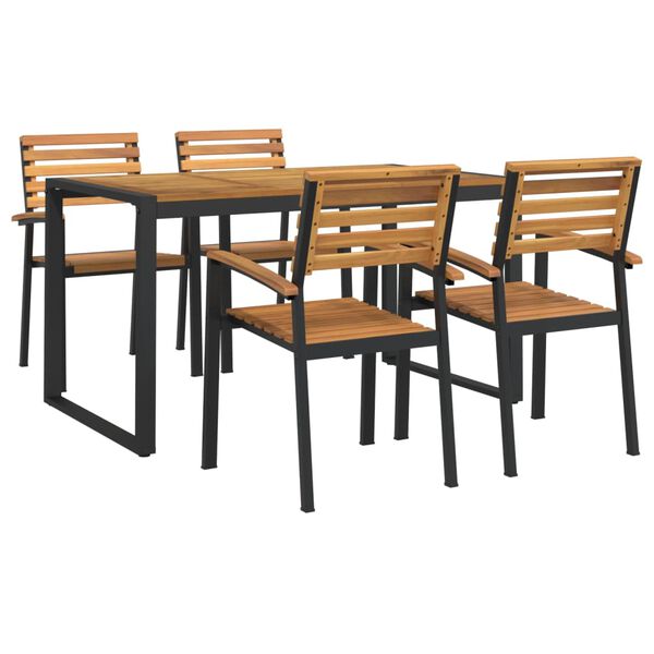 vidaXL Set Pranzo da Giardino 5 pz Legno Massello di Acacia e Metallo