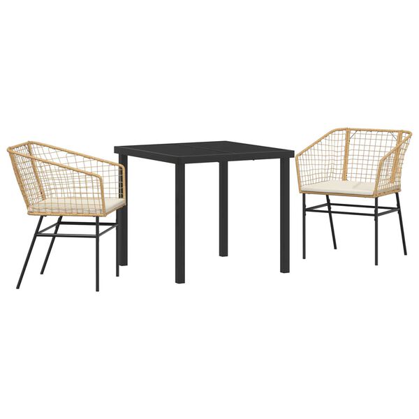 vidaXL Set da Pranzo per Giardino 3 pcs Marrone polyrattan