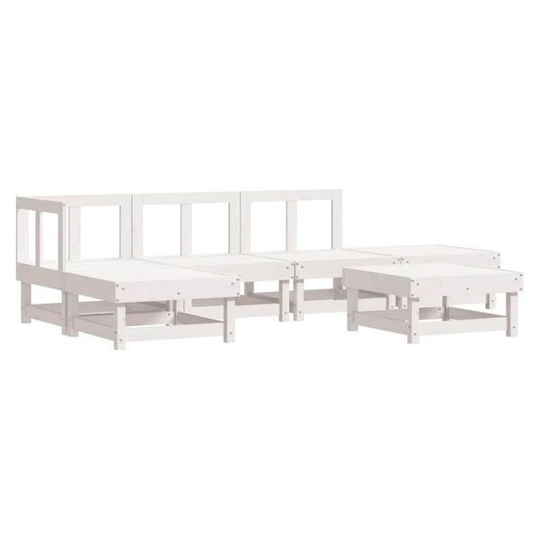 vidaXL Set Salotto da Giardino 6 pz Bianco in Legno Massello di Pino