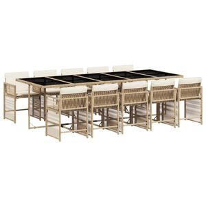 vidaXL Set da Pranzo da Giardino 11 pz con Cuscini Beige in Polyrattan