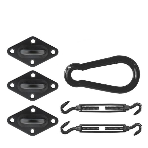 Livin'outdoor Elementi di Fissaggio per Vela Parasole a Triangolo Neri