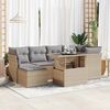 vidaXL Set Divani da Giardino 7 pz con Cuscini Beige in Polyrattan