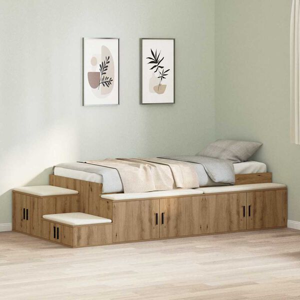vidaXL Struttura letto con contenitore Rovere artigianale 100 cm