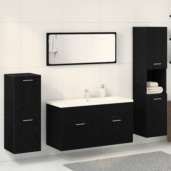 vidaXL Set di mobili per il bagno 4 pcs Rovere Nero Legno multistrato