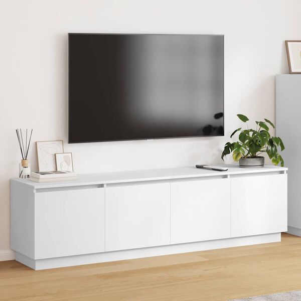 vidaXL Mobile TV con led Bianco 180 x 38 x 49 cm Legno multistrato