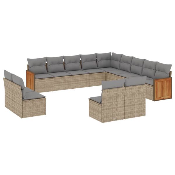 vidaXL Set Divano da Giardino 13 pz con Cuscini Beige in Polyrattan