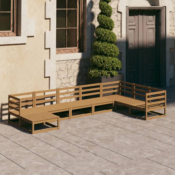vidaXL Set Salotto da Giardino 8pz Marrone Ambra Legno Massello Pino