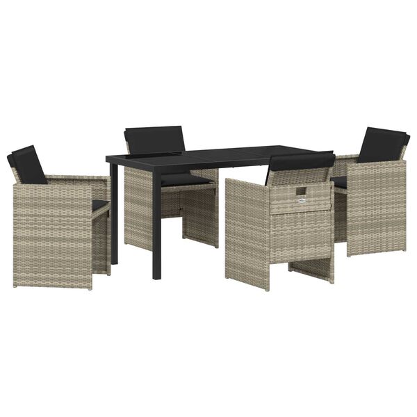 vidaXL Set da Pranzo per Giardino 5 pcs Grigio chiaro polyrattan