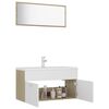 vidaXL Set Mobili da Bagno Bianco e Rovere Sonoma in Truciolato