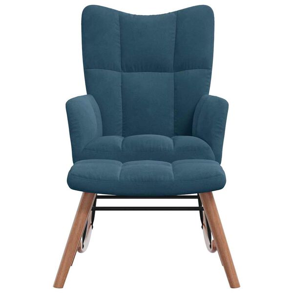 vidaXL Sedia a dondolo con sgabello in velluto blu