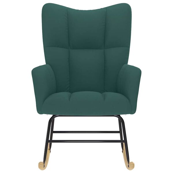 vidaXL Poltrona a Dondolo Verde Scuro in Tessuto