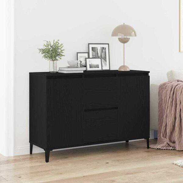 vidaXL Credenza Rovere Nero 104 x 35 x 70 cm Legno multistrato