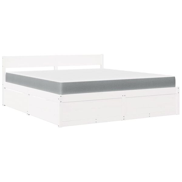vidaXL Letto Cassetti e Materasso Bianco 180x200cm Legno Massello Pino