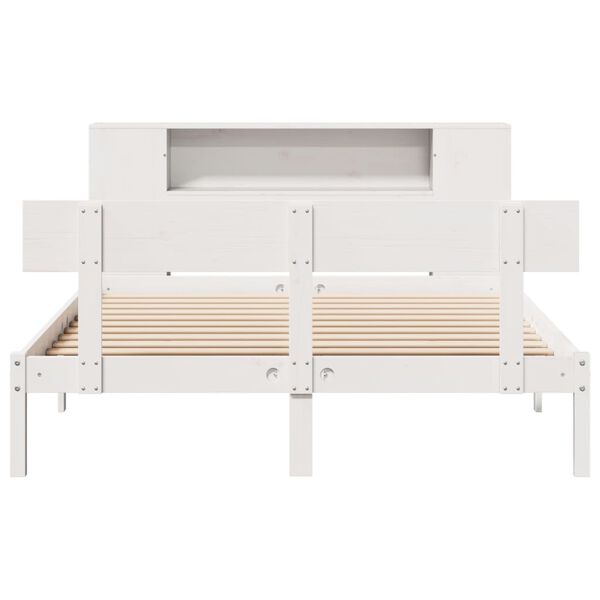 vidaXL Letto Libreria senza Materasso Bianco 160x200 cm Legno di Pino