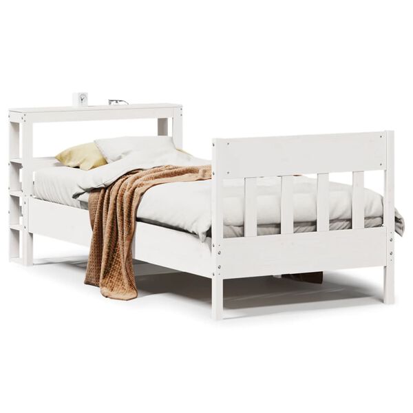 vidaXL Letto senza Materasso Bianco 75x190 in Legno Massello di Pino