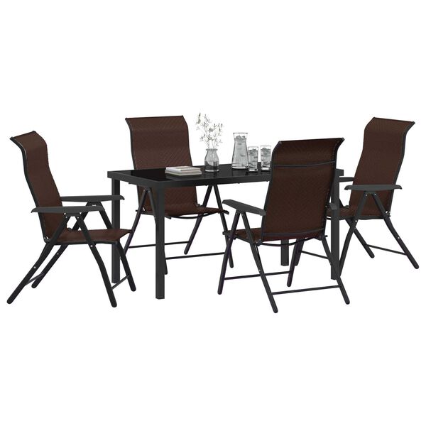 vidaXL Set da Pranzo per Giardino 5 pcs Marrone Poly Rattan